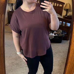 Maurices Short Sleeve Crewneck Tee in Plum